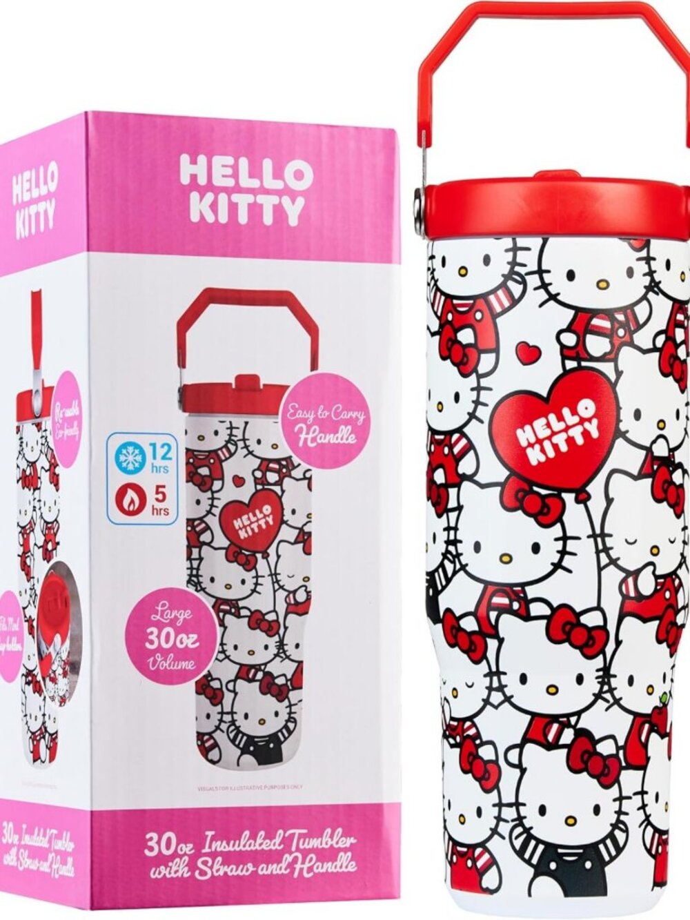 Kawaii Insulated Tumbler with Straw 30oz - Perfect Travel Mug for Girls & Teens